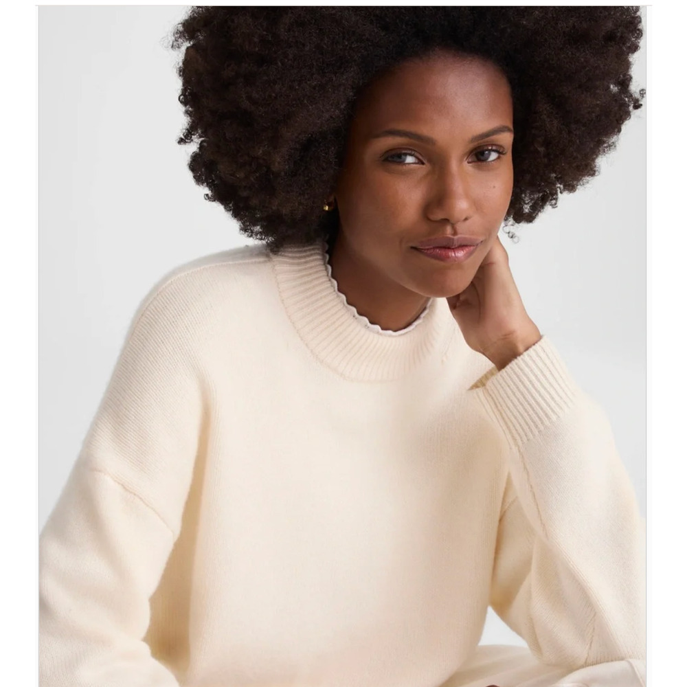 Madewell SoftWool Boxy Crewneck Oversized Sweater XS NWT Cream Cloud NT602 - Picture 2 of 7